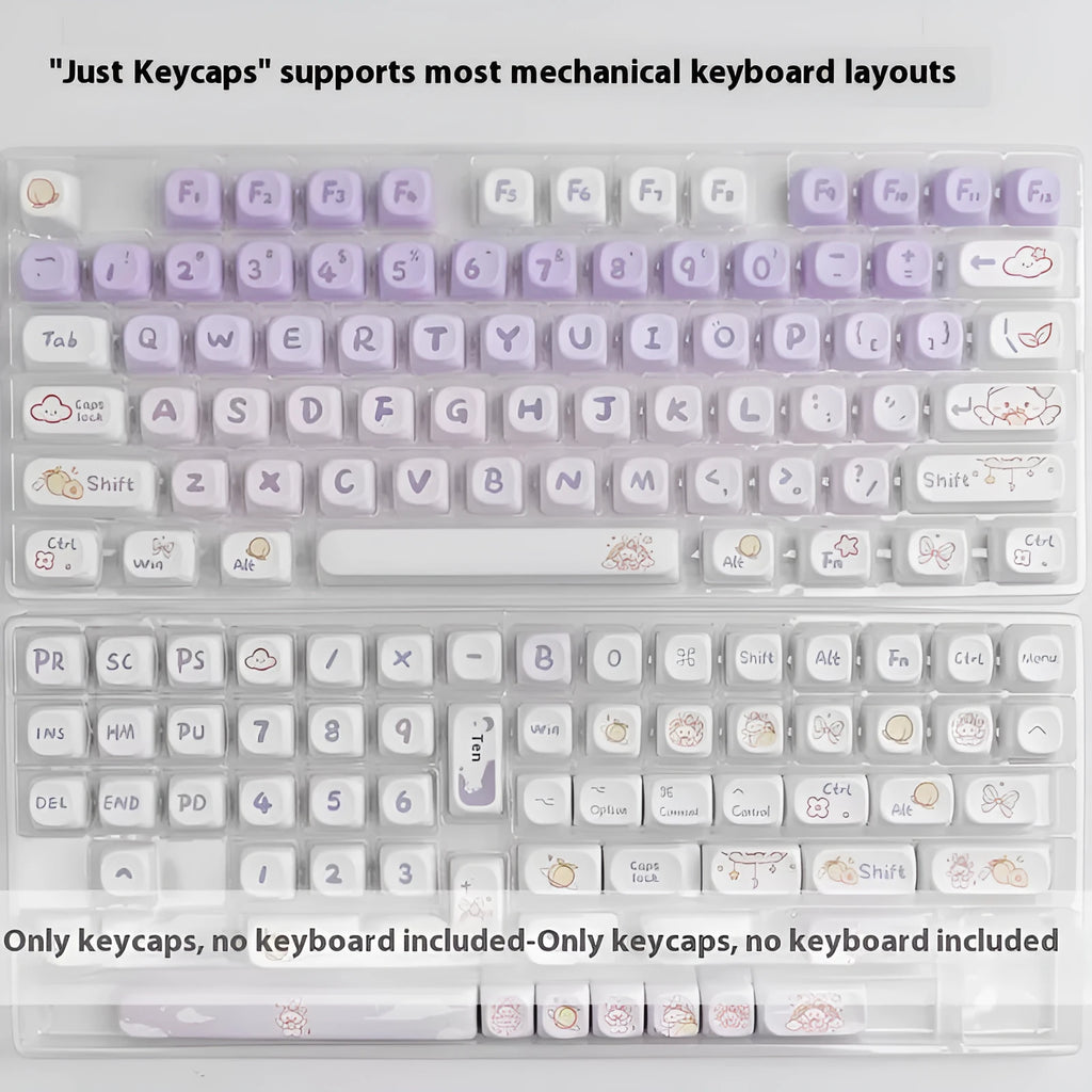 Gradient purple rabbit design PBT keycap set for mechanical keyboards with sublimation printing
