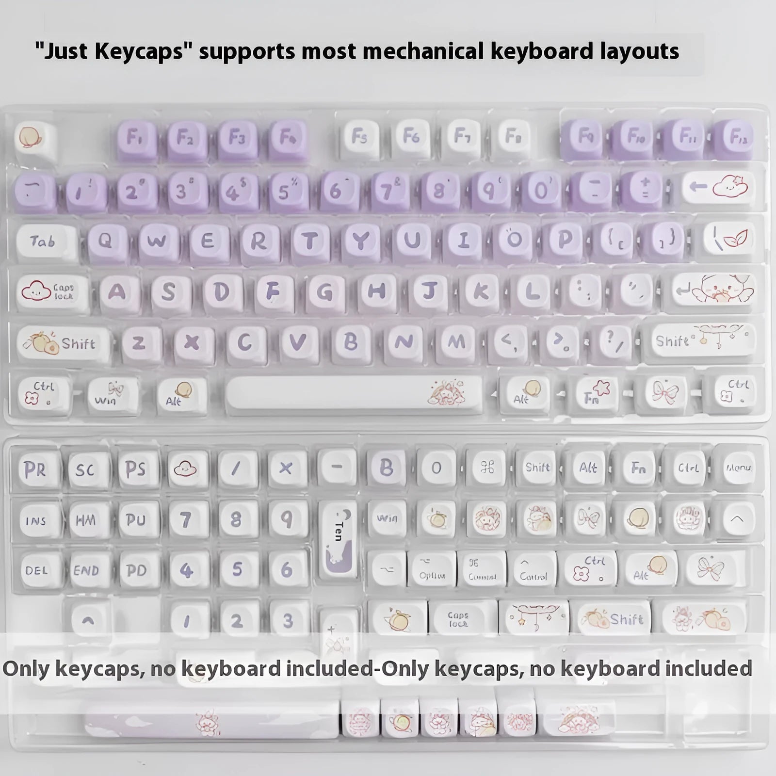 Gradient purple rabbit design PBT keycap set for mechanical keyboards with sublimation printing