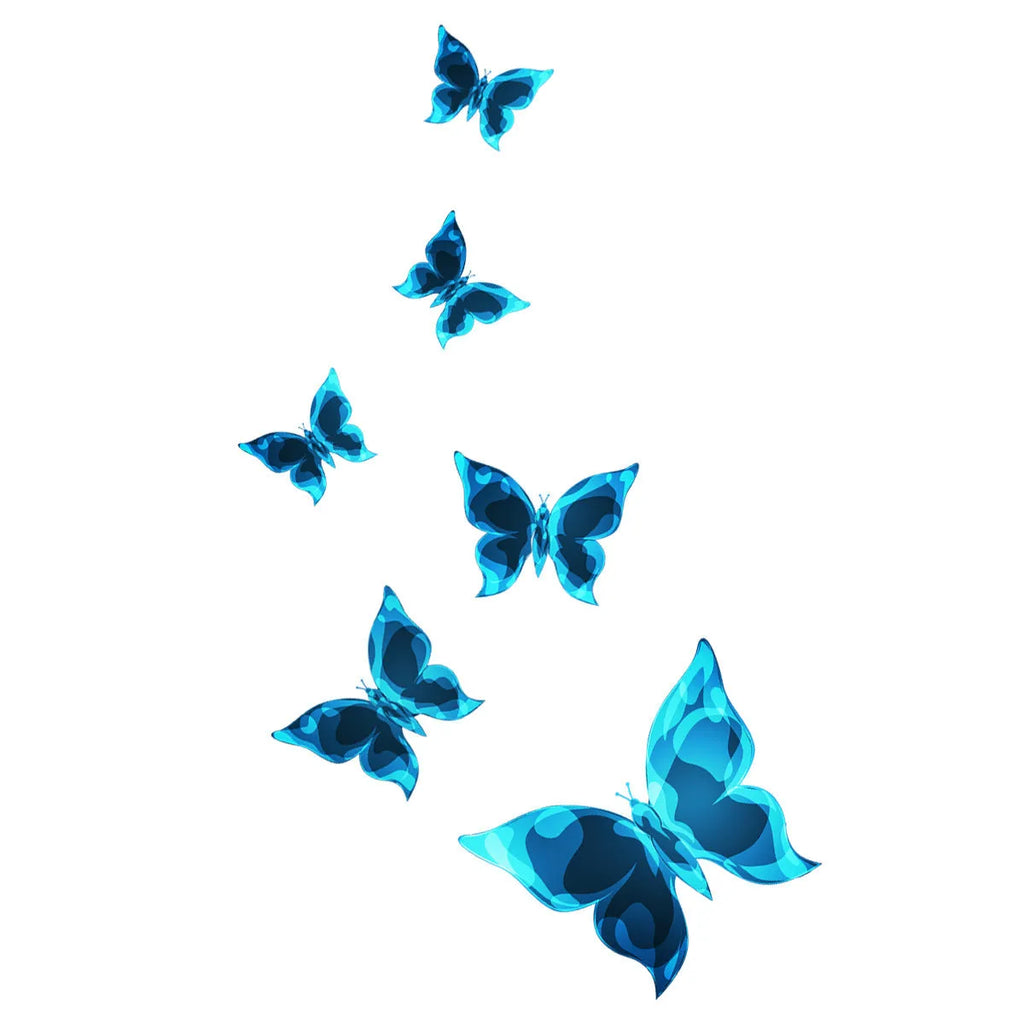Blue luminous small butterfly PVC wall sticker 15x15cm for bedroom living room decor