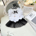 White polyester waltz gauze skirt dog clothing on a mannequin, showing princess style.