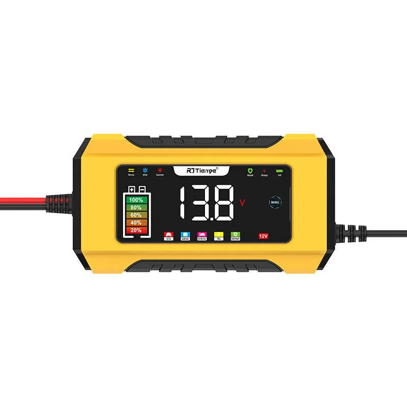 LED colour screen digital display automobile battery charger for 12V lead acid batteries with smart touch button and European plug