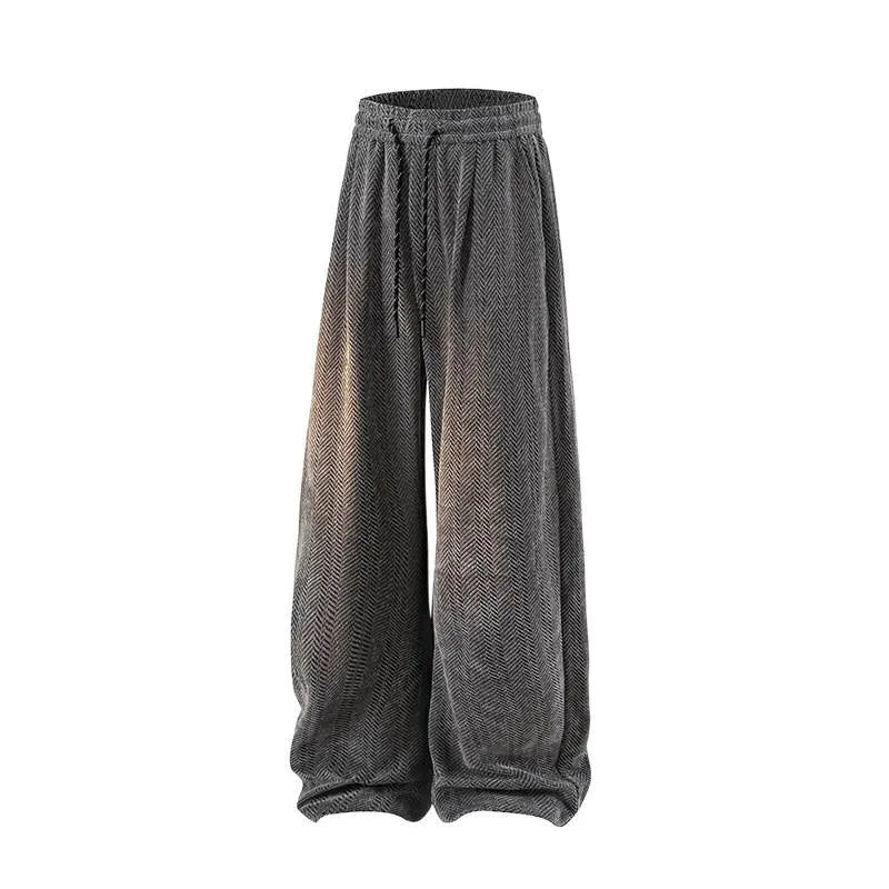 Hollow-out fleece-lined trousers with straight-leg cut and elastic waistband
