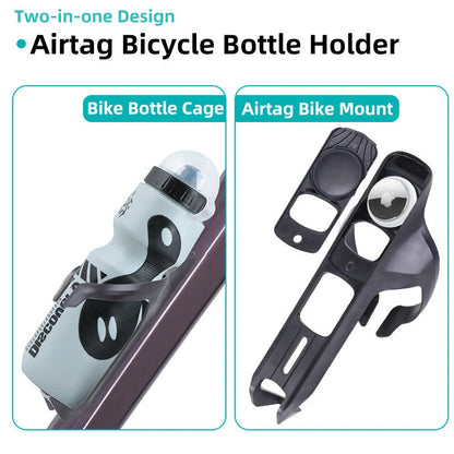 Bicycle water bottle cage with anti-theft screws and concealed Airtag tracking compartment
