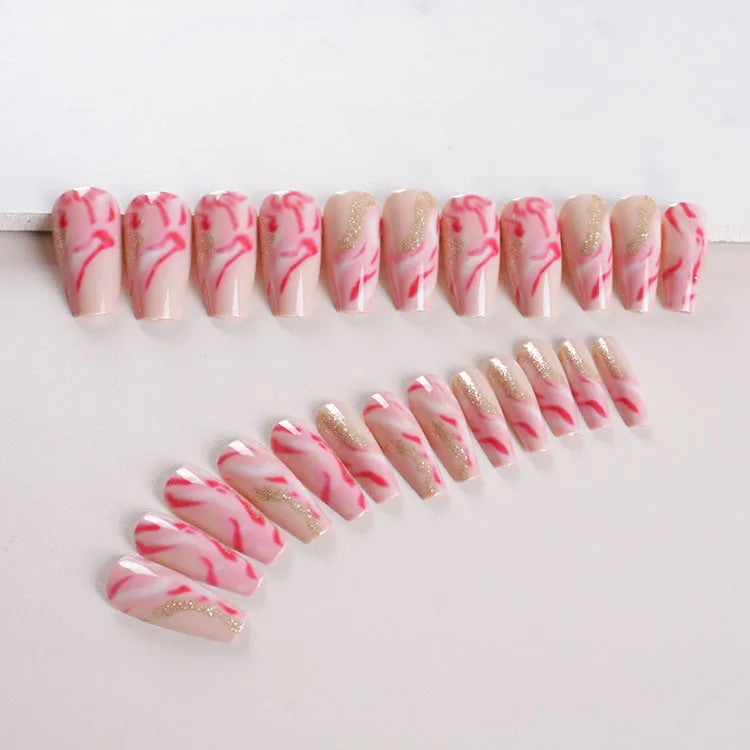 One Second Wearable Manicure false nails set with 24 pieces showing rose, tulip, leopard print, and XINGX patterns