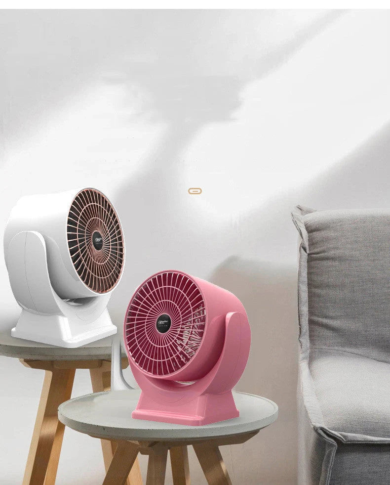 Compact desktop mini mute household heater in white and pink, dimensions 175*115*180mm