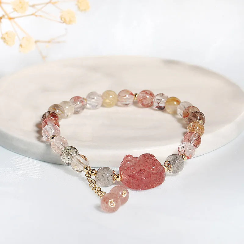 Women's handmade crystal bracelet with animal zodiac modelling in Korean style