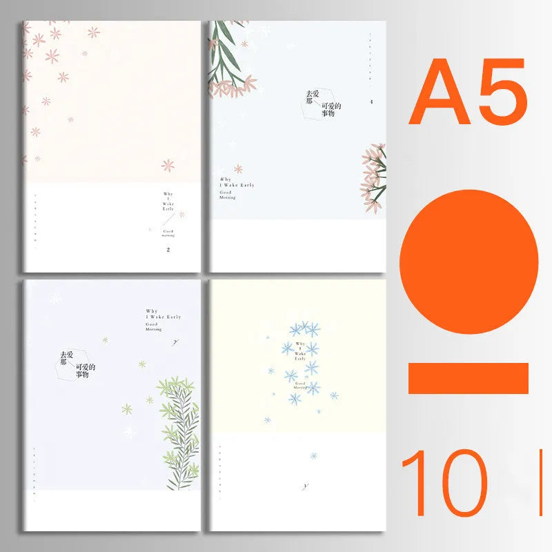 Set of 10 thread-bound A5 notebooks with kraft paper covers showing bear and sakura designs