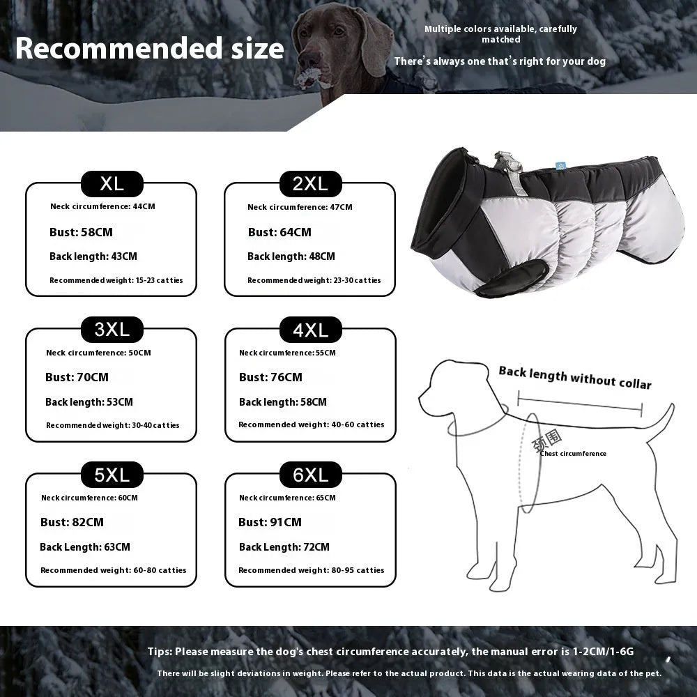 Reflective waterproof polar fleece winter coat for a large dog on a mannequin, shown in red.