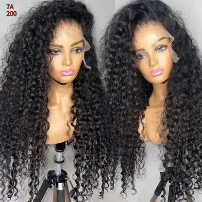 Deep wave T part frontal wig with hand-woven hairline and 100% human hair construction