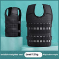 Black leather adjustable weight vest with cast iron plates for running and strength training