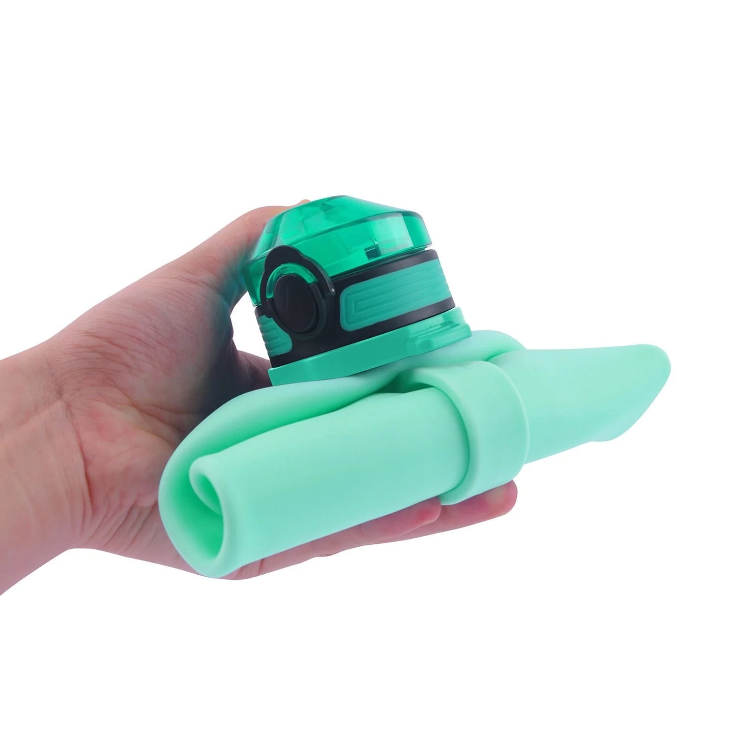 Collapsible silicone water bottle in black, green, and pink, 2000ML capacity