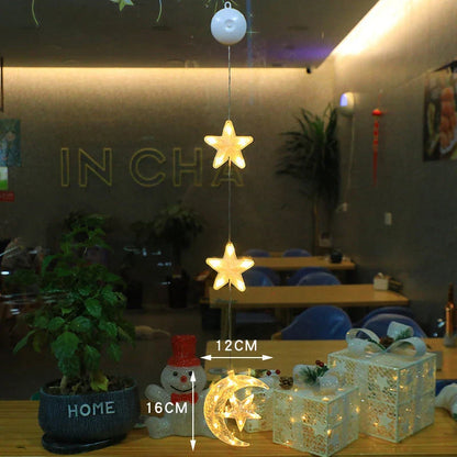 3pcs LED Christmas Star Tree Hanging Sucker Lamps for festive window and home decor