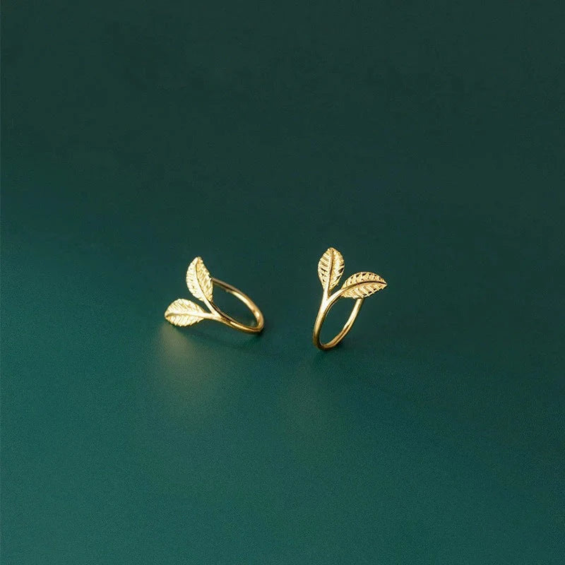 Handmade S925 sterling silver branch bud earrings in gold and white gold finishes