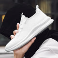 Men's non slip walking sneakers with breathable mesh upper, lace-up closure, and EVA sole in black