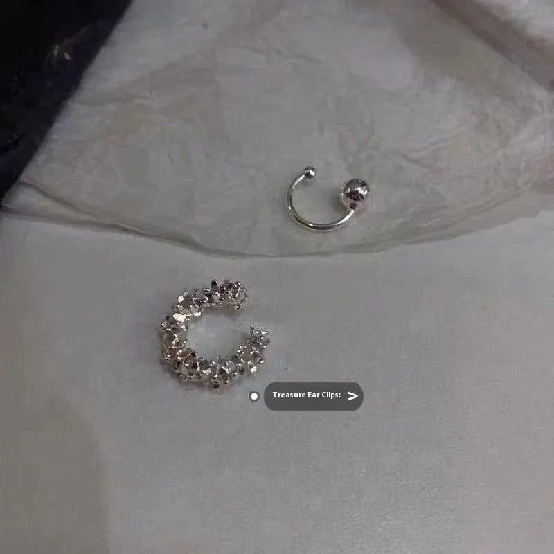 Geometric frosty finish ear clip earrings with irregular shapes and double clip mechanism