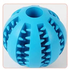 Food dispensing ball dog chew toy in dark blue, bite-resistant, 7cm size