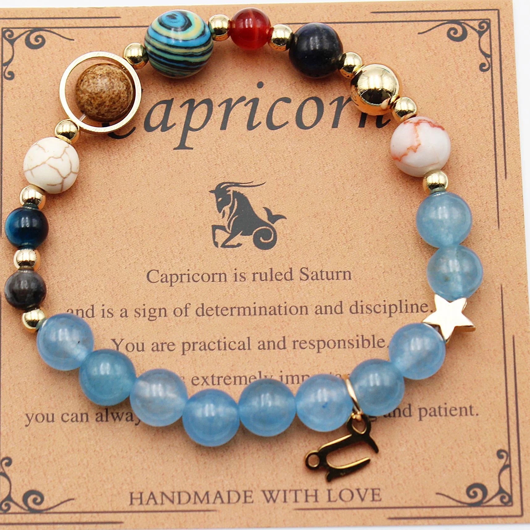 Twelve Constellations Natural Stone Beaded Bracelets - Unisex Astrological Jewellery
