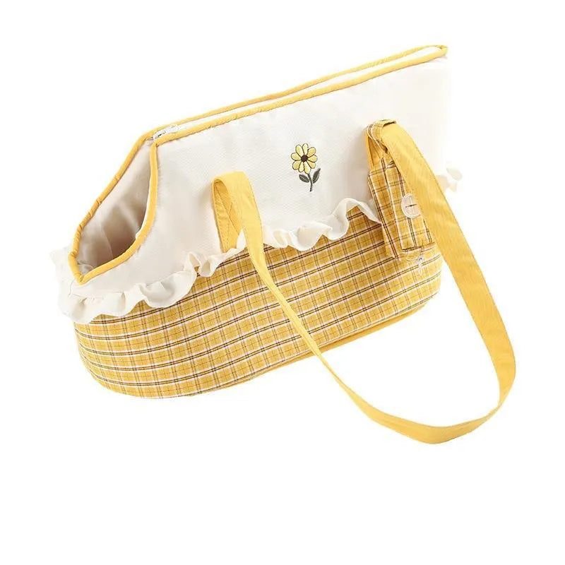 Shoulder cat bag with cartoon pattern in three colour options for small pet transport