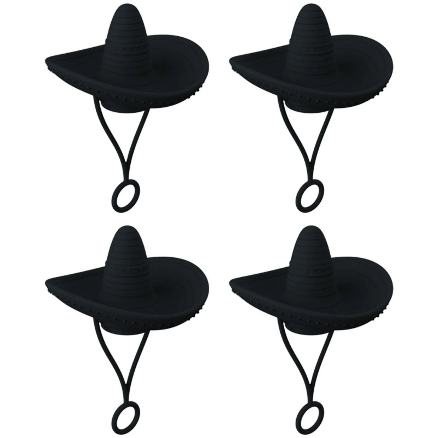 Sturdy Cowboy Hat-shaped straw covers made of food-grade silicone in vibrant colors like red, black, and brown