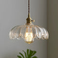 Brass glass chandelier with amber-yellow glass shades, 26CM diameter