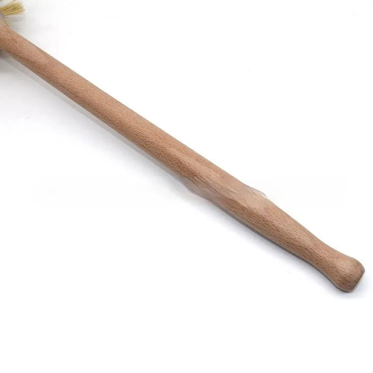 Large beech wood handle cleaning brush with sisal bristles, 34.5cm long, for bottle cleaning