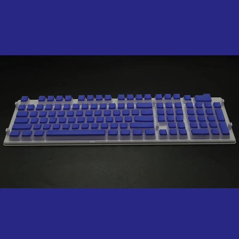 Set of 108 PBT keycaps with double-skin pudding cream design in various colours for mechanical keyboards.