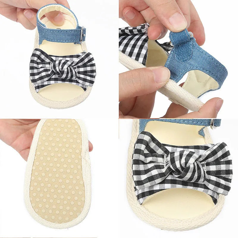 Black and white Velcro toddler shoes with low tube height design for babies 0-18 months