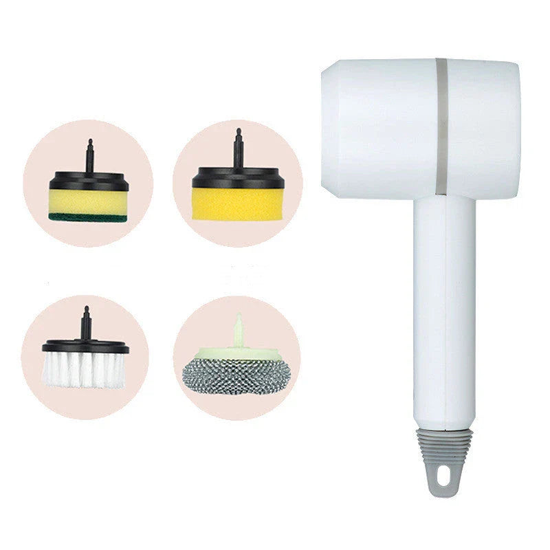 USB rechargeable electric cleaning brush for kitchen and bathroom with multiple brush heads
