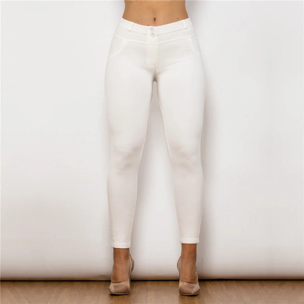 Shascullfites Melody Cotton Shaping Leggings for women in white, featuring booty lifting and anti-cellulite technology