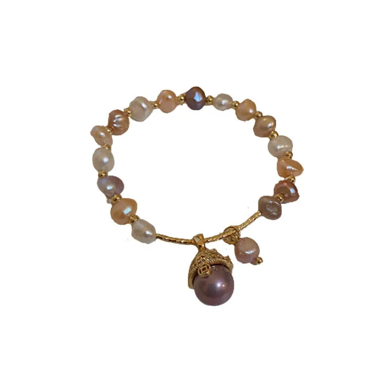 Baroque freshwater pearl zircon bracelet for women with geometric pearl inlaid design, golden colour option