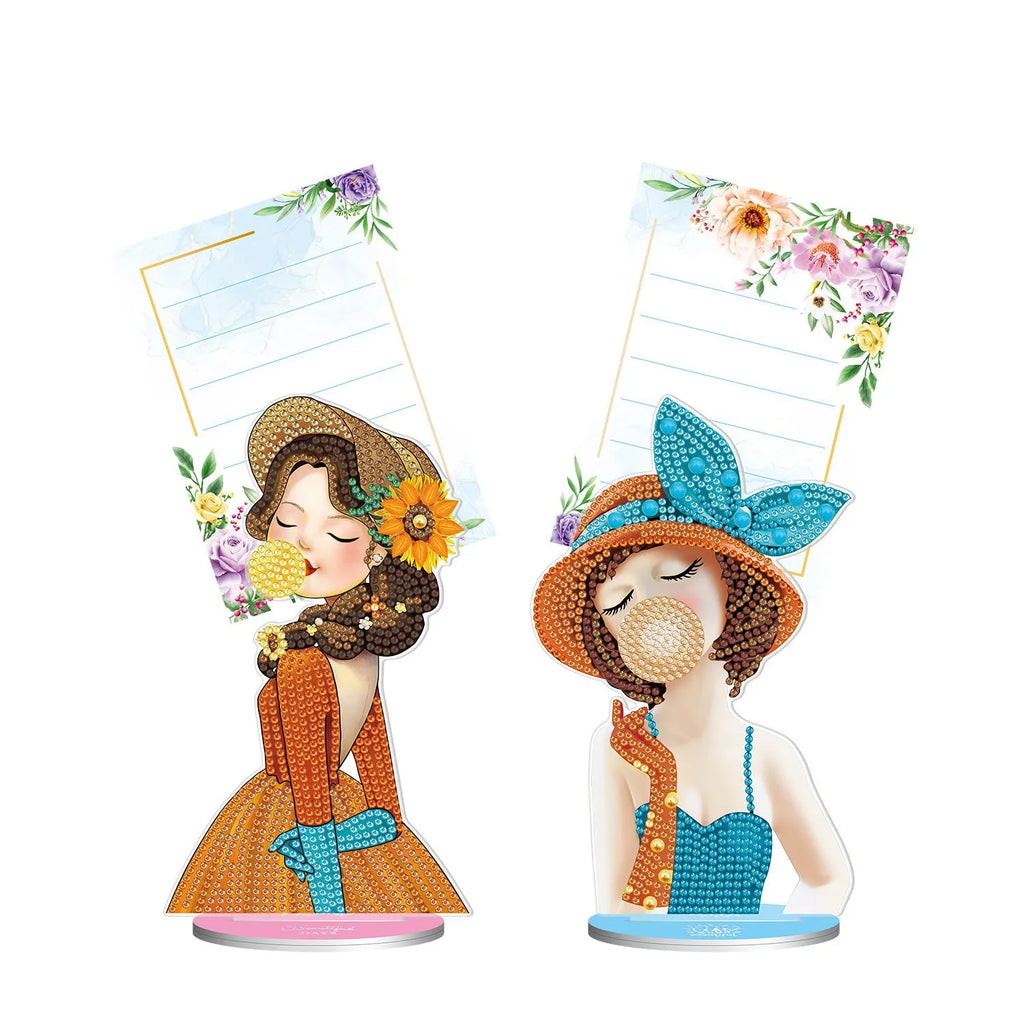 Diamond painting kit with note clip for desktop decoration in American style.