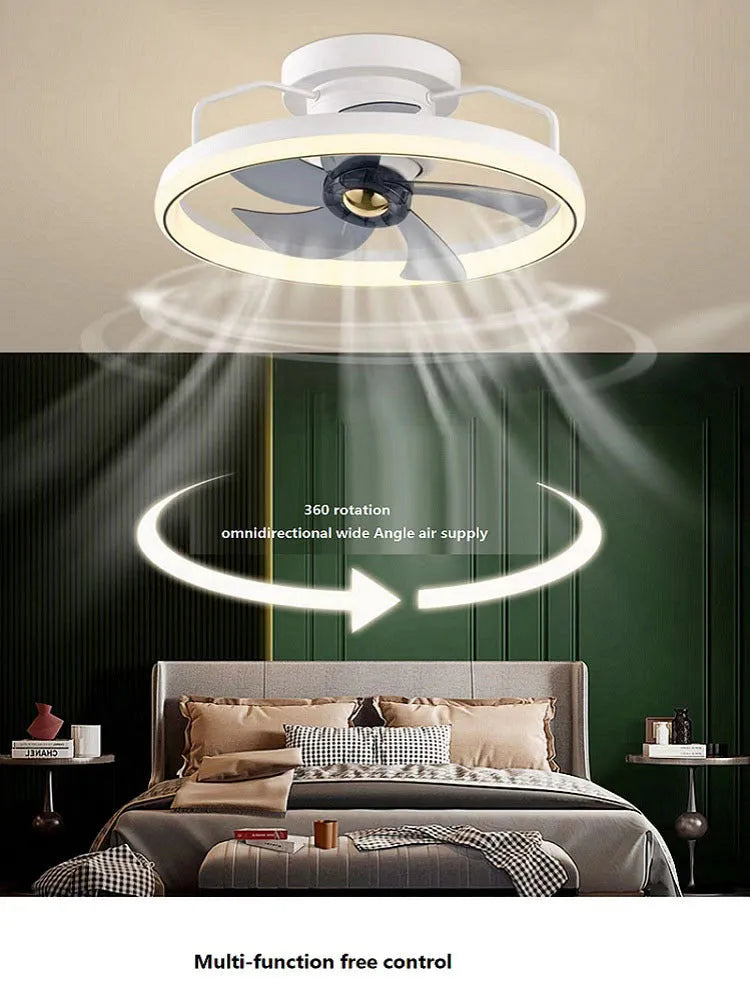 Modern simple style ceiling fan with integrated light in six colour options
