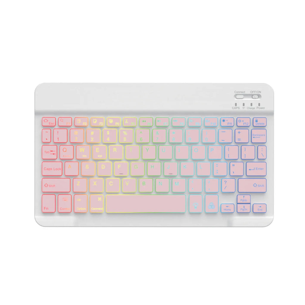 10-inch wireless Bluetooth keyboard with colourful backlit keys for mobile phones and tablets
