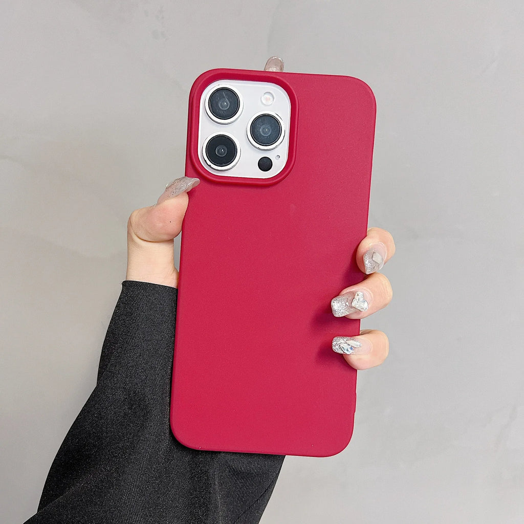 Solid colour half-pack TPU phone case with matte cover finish in RW Black, side and back view