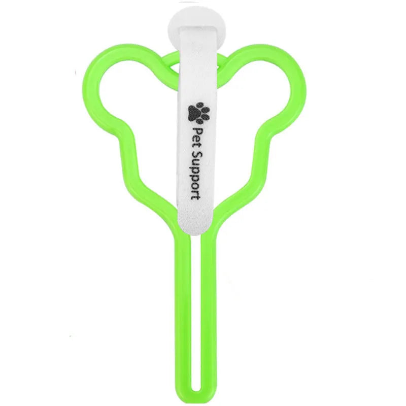 Dog poop bag holder with hands-free clip and hook and loop fastener for leash attachment