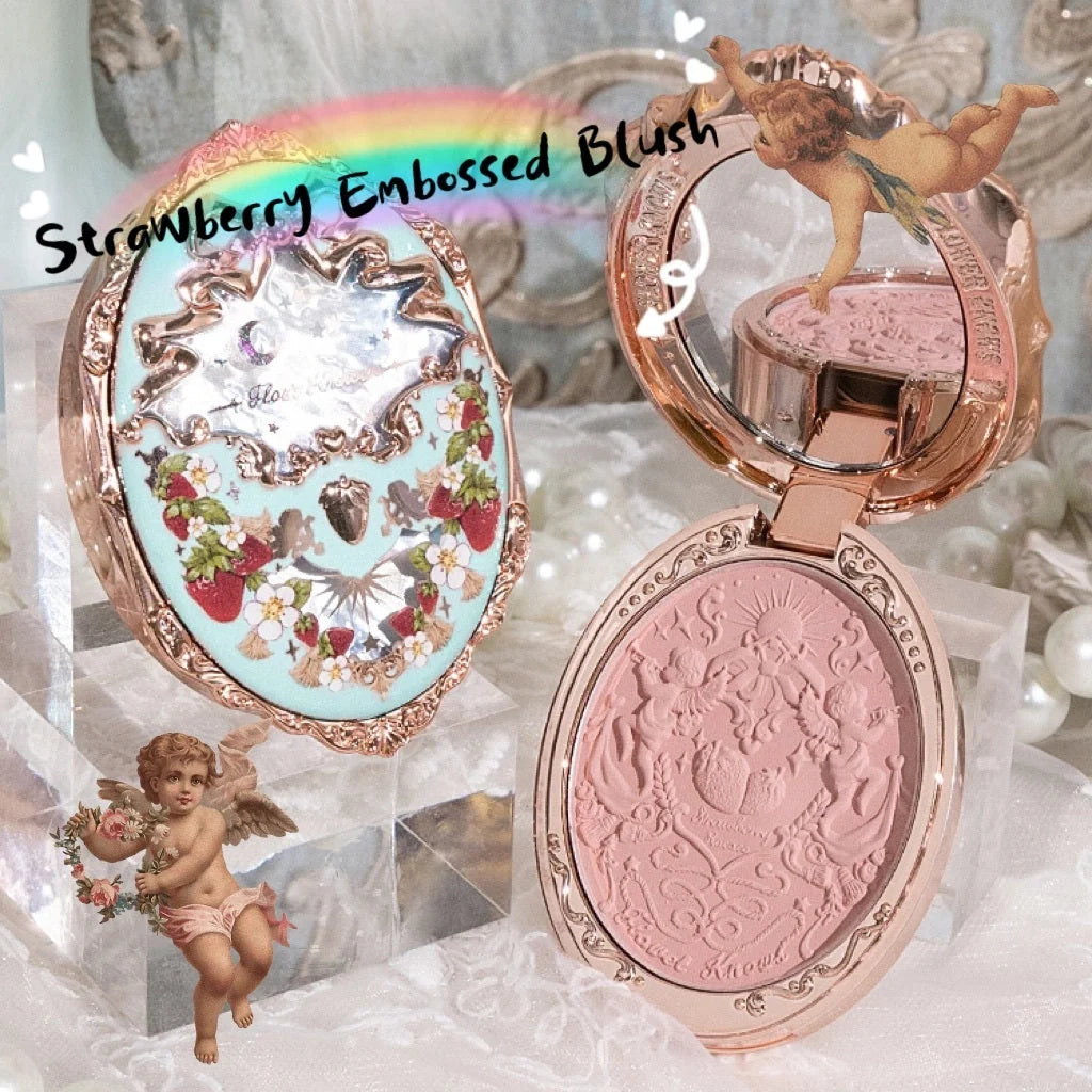 Flower Knows Strawberry Rococo Series Embossed Blush Velvet Matte Lip Glaze in vintage-inspired packaging