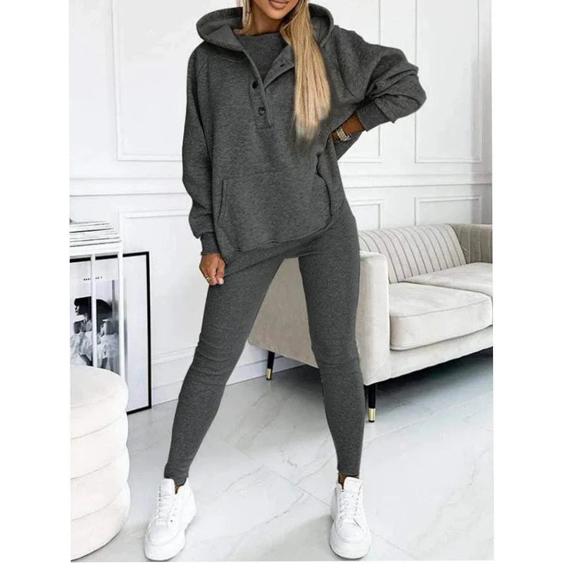 Women's solid colour vest hoodie and pants set in various colours and sizes