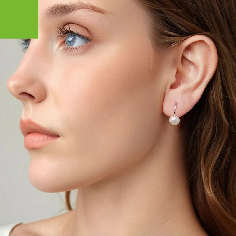 Pair of romantic pearl earrings made from S925 sterling silver with electroplated finish, BSE1214 colour