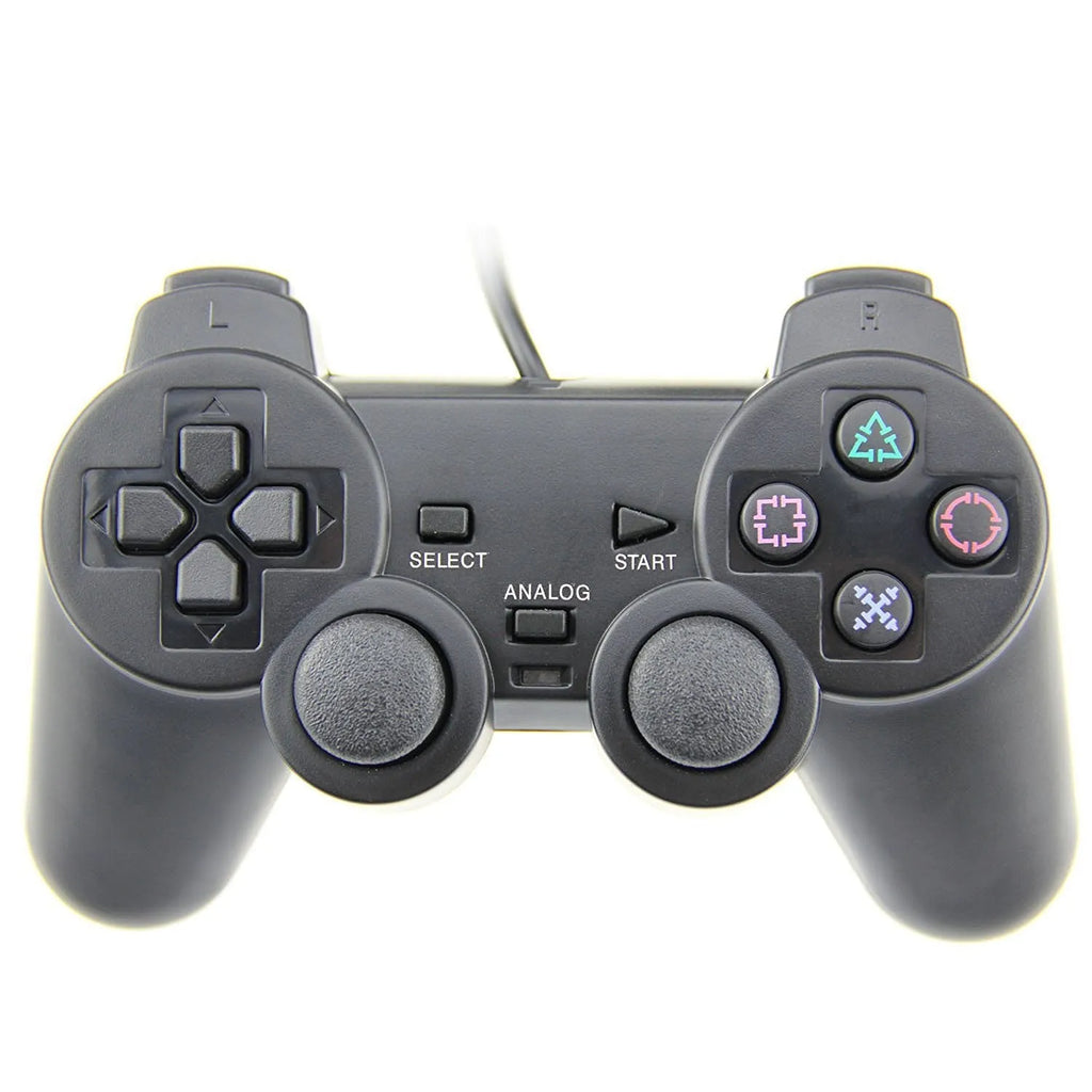 PS2 wired game controller with USB connector in bare metal colour options