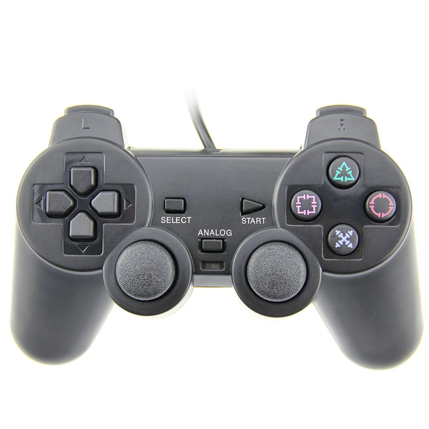 PS2 wired game controller with USB connector in bare metal colour options