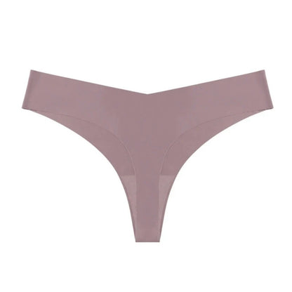 Low waist ice silk seamless underwear set in assorted colours with purified cotton crotch