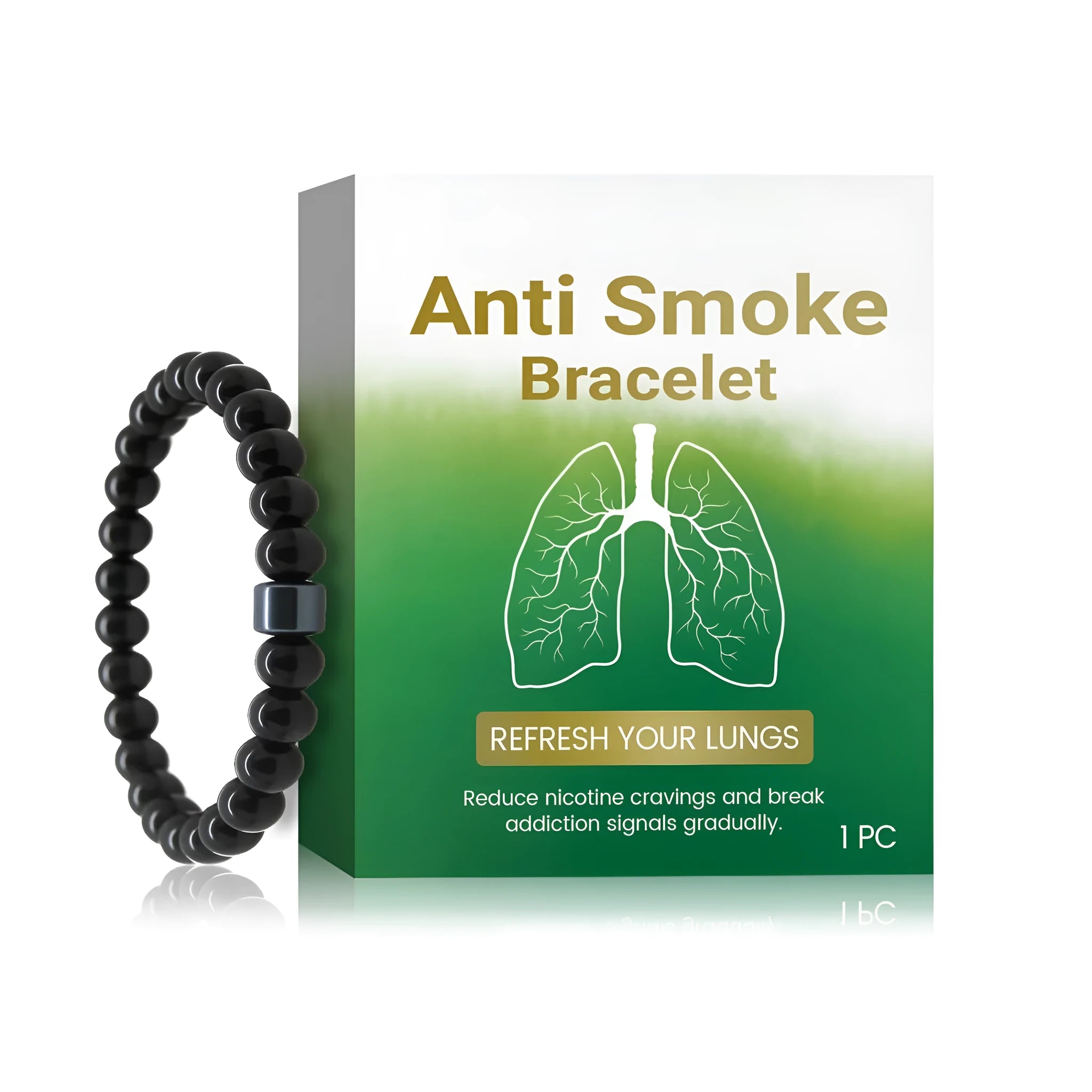 Men's solid bracelet made from glass and black gallstone for smoke prevention.
