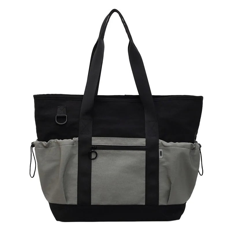 Women's lightweight grey yoga fitness travel bag with letter pattern and 36-55L capacity