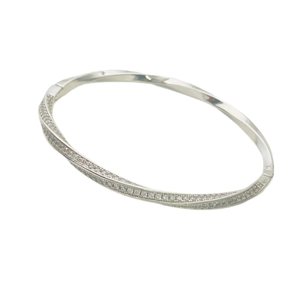 Real gold plated brass Mobius bracelet with half circle full diamond design in champagne gold colour