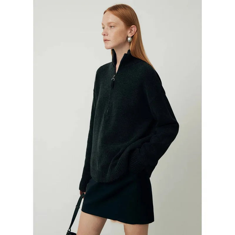 Black wool bandage dress with loose lapel top and long sleeves