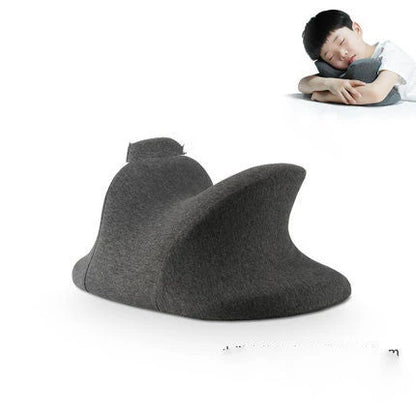 Ergonomic memory foam nap pillow with unique 'butterfly' design for comfortable desk-side power naps