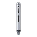 Compact aluminium alloy electric screwdriver showing scale against a ruler, with charging cable.