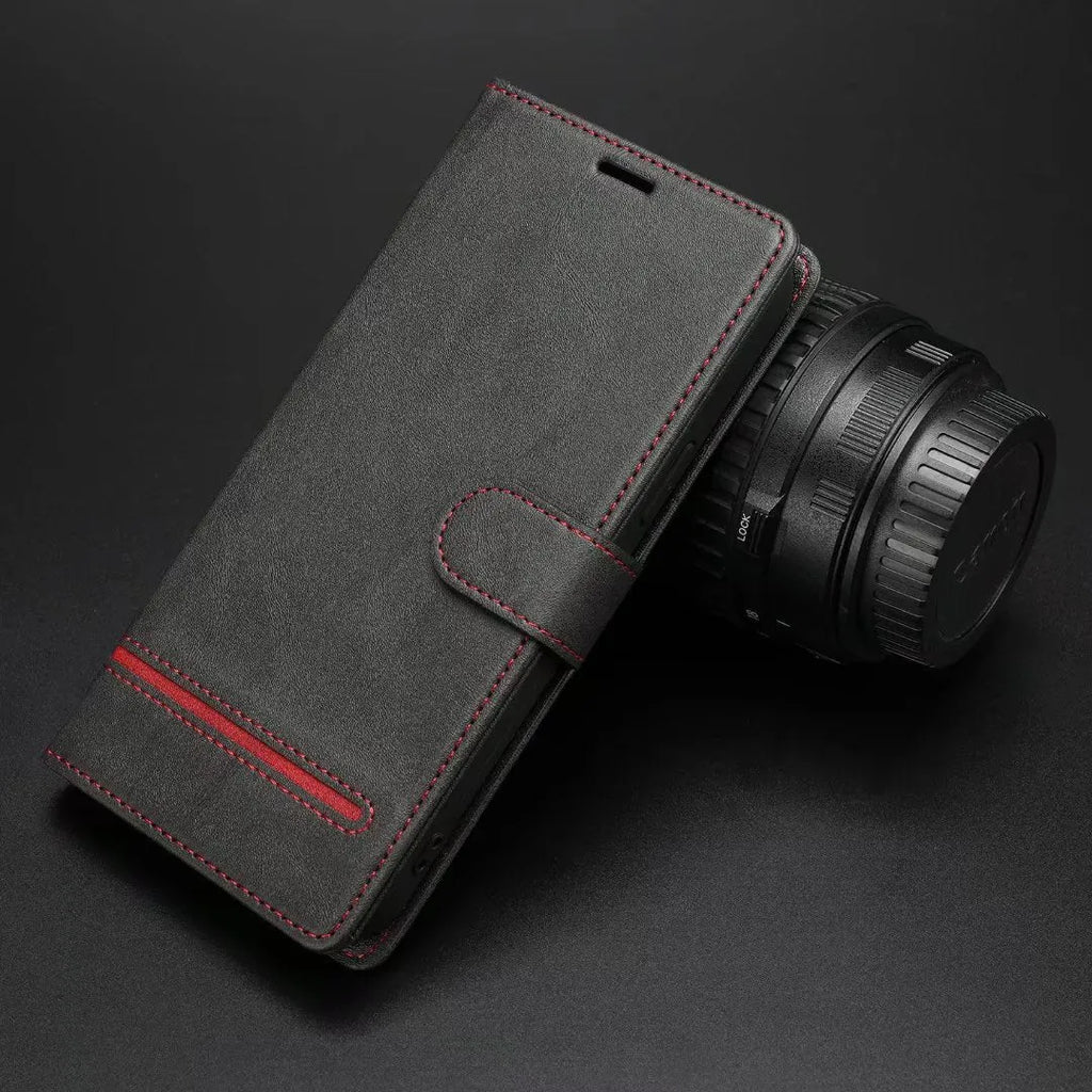 Business pure colour flip phone case with card slot holder, polyurethane leather, available for Samsung and Apple models