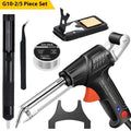 Black alloy soldering gun kit with a light, showing the five-piece set.