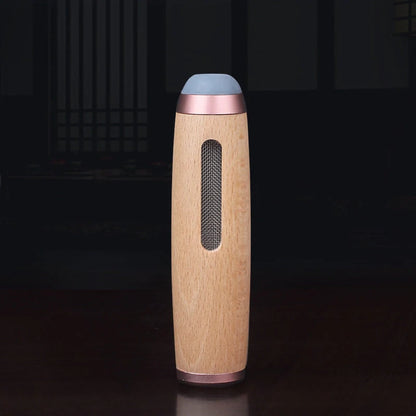 Vintage walnut wood cigarette case with keychain clip in golden and silver finishes